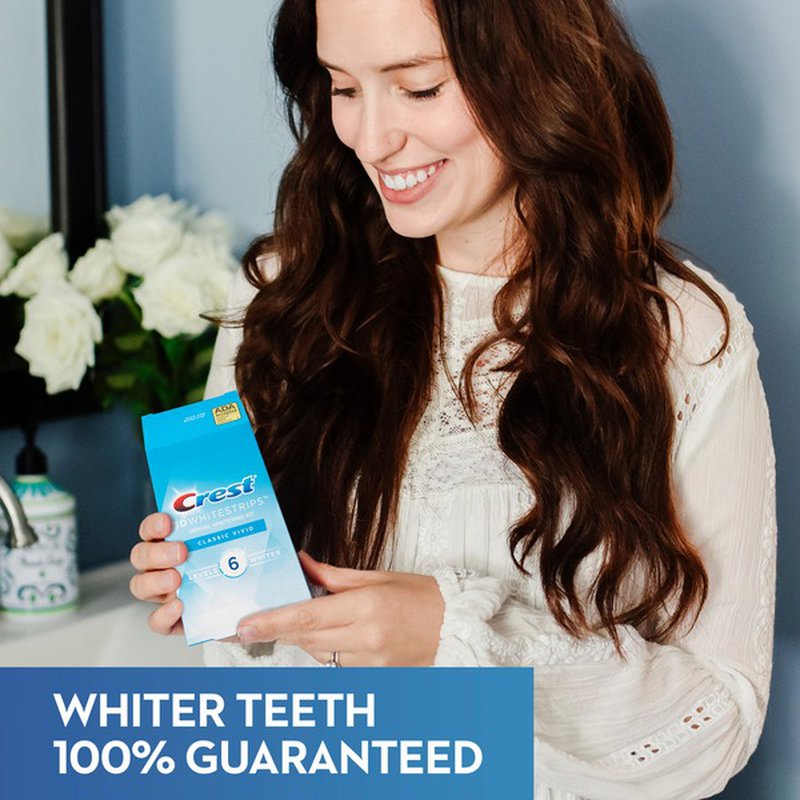 Crest 3D Whitestrips Classic Vivid At-Home Teeth Whitening Kit, Level 6