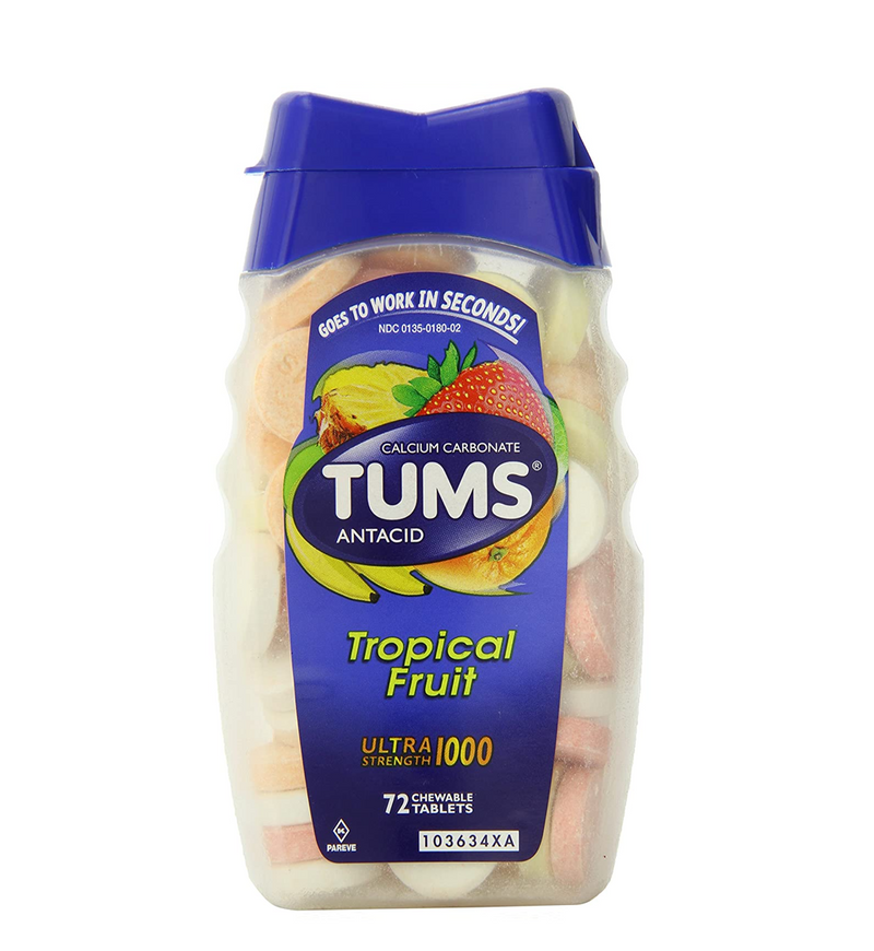 Tums Antacid Chewable Tablets Tropical Fruit