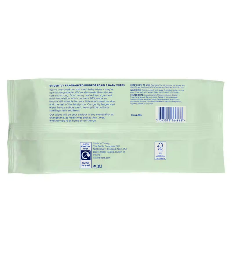 Boots Baby Gently Fragranced Biodegradable Baby Wipes