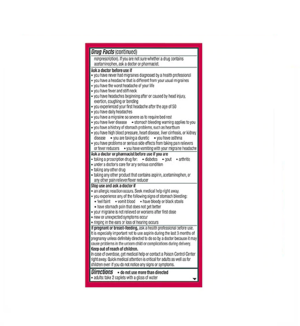 Excedrin Pattern Excedrin Migraine Pain Relief – Medoget